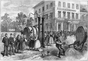 Kastelujärjestelmä Wienin kaduilla Itävallassa vuonna 1873. tekijältä Unknown artist