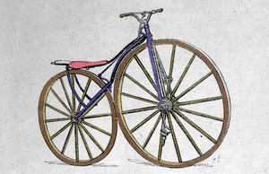 Puinen velocipede malli. Pierre Michaux keksi polkimen 1860-luvun alussa. tekijältä Unknown artist