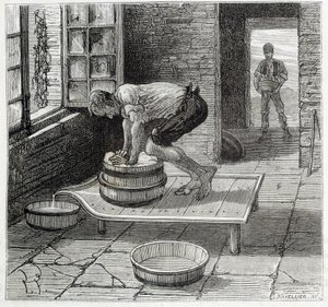 Auvergnen juustonvalmistajan Tomme työ - Louis Figuierin teoksessa "Teollisuuden ihmeet" tekijältä Unknown artist