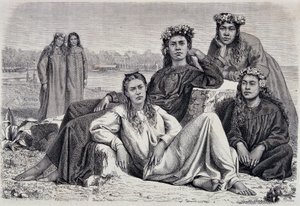 Tahitin nuoret naiset - "" Le Tour du Mondessa"" tekijältä Unknown artist