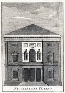 Fenice-teatterin julkisivu Venetsiassa 1800-luvun puolivälissä. tekijältä Unknown artist