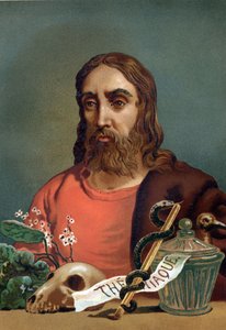 muotokuva Claudius Galenuksesta (Claudius Galenus tai Claudius Galenus tai Claudius Galenus tai Galenus, v. 131 - v. 201), kreikkalainen lääkäri. Louis Figuierin "Tiede ja sen miehet" jälkeen. Barcelona 1881 tekijältä Unknown artist