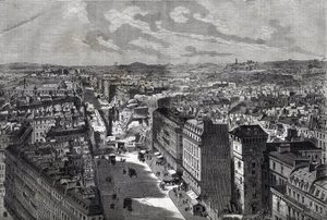 Haussmanin suuret teokset - Pariisin transformaatiot toisen imperiumin alaisuudessa, Paris Haussmannien (Boulevard, Haussmannien teokset) - Le piercing de rue Etienne Marcel - rue Turbigosta Place des Victoires -kaiverrus "Le journal illustrious" -kirjaan  tekijältä Unknown artist