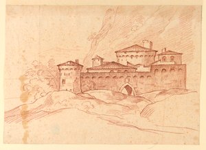 Piirustus, linna vuoristossa, 1810-1830 tekijältä Unknown artistUnknown artist