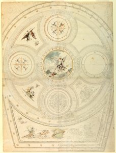 Piirustus, kattokoristelu, Teatro Valle, Rooma, 1821. tekijältä Unknown artistUnknown artist