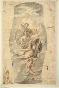 Piirustus, kattokuvio, jossa Apollo, n. 1780. tekijältä Unknown artistUnknown artist