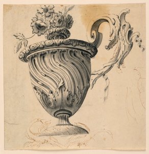 Piirustus, kattomaalaus ja kukkamaljakko, n. 1725-50. tekijältä Unknown artistUnknown artist