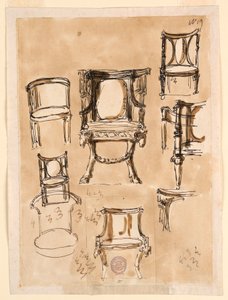 Piirustus, tuolit, 1780-1790