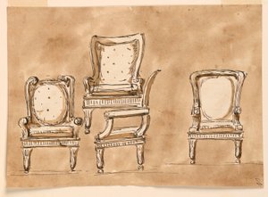 Piirustus, tuolit, 1780-90 tekijältä Unknown artistUnknown artist