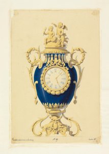 Piirustus, kello posliinissa, n. 1855. tekijältä Unknown artistUnknown artist