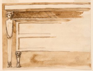 Piirustus, konsolipöytä ja lipasto, n. 1795. tekijältä Unknown artistUnknown artist