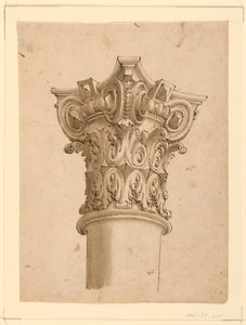 Piirustus, komposiittipääoman kulmanäkymä, 1625-1650 tekijältä Unknown artistUnknown artist