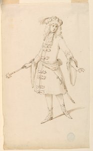 Piirustus, pukusuunnittelu: Aatelismies, kuningas tai prinssi balettia varten, n. 1720. tekijältä Unknown artistUnknown artist