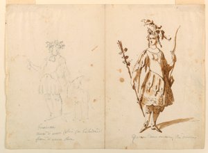 Piirustus, pukusuunnittelu: n. 1720. tekijältä Unknown artistUnknown artist