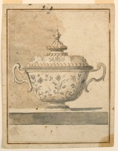 Piirustus, Katettu keraaminen astia, 1750-90 tekijältä Unknown artistUnknown artist