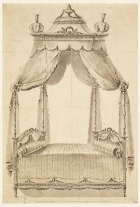 Piirustus, sängyn malli, n. 1785.