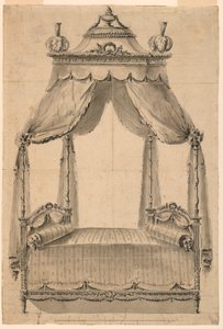 Piirustus, sängyn malli, n. 1785.