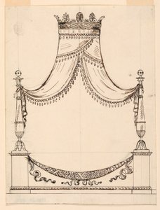 Piirustus, sängyn malli, n. 1800. tekijältä Unknown artistUnknown artist