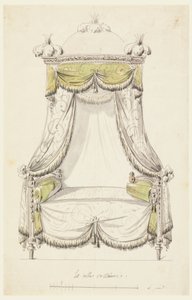 Piirustus, Roomalaistyylisen sängyn malli, 1780 tekijältä Unknown artistUnknown artist