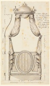 Piirustus, Puolalaistyylisen sängyn malli, 1780 tekijältä Unknown artistUnknown artist