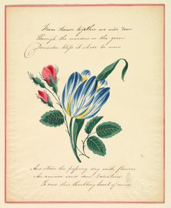 Tervehdyskortti, "Sieltä yhdessä me rakastamme...", n. 1819. tekijältä Unknown artistUnknown artist