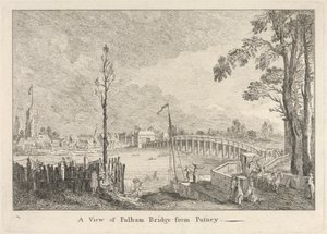 Näkymä Fulham Bridgelle Putneysta tekijältä Unknown artist