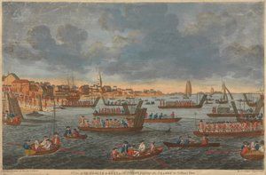 Näkymä Gravesendiin Kentissä, ja joukot ohittavat Thamesin Tilburyn linnakkeelle tekijältä Unknown artist