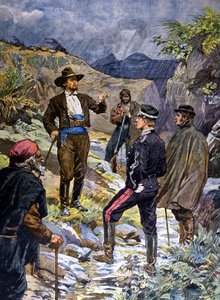 Santarmi, jonka sardinialainen prikkari ottaa tehtävään. 1899. tekijältä Unknown artist