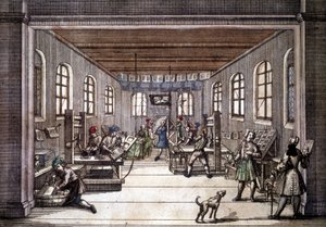 Kirjapaino 1700-luvun alussa. tekijältä Unknown artist