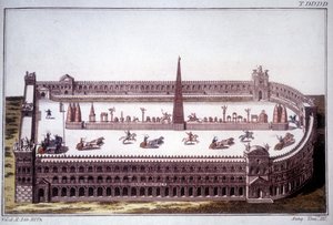 Tankkikilpailu Cirque Maximessa (Circo Massimo). tekijältä Unknown artist
