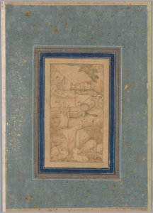 Nainen luulee lehmän kuoleman enkeliksi Kashifin (Iranin, d. 1504) Canopuksen valoista (Anwar-i Suhaili) tekijältä Unknown artist