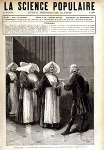Antoine Augustin Parmentier (1737 - 1813), farmaseutti, joka tunnetaan perunanviljelyn levittämisestä Ranskassa ja puhui nunnille. julkaisussa "" La science populaire"" 20/01/1881. tekijältä Unknown artist