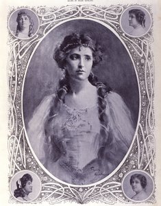 Australialainen laulaja Nellie (Nelly) Melba (1861-1931), 1800-luvun lopun akvarelli tekijältä Unknown artist