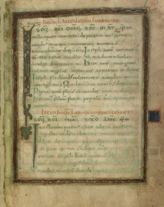 Bifolium evankeliumilukemistosta (fols. 5 ja 12). tekijältä Unknown artist