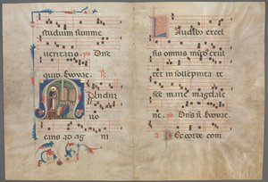 Bifolium antifonaasta: Alkuperäinen M Saint Dominic saarnaa ja musiikkia tekijältä Unknown artist