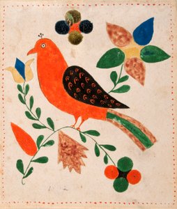 Lintu kasvot vasemmalle kukkivalla oksalla tekijältä Unknown artist