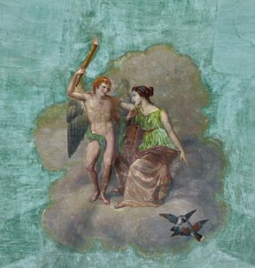 Linnut, Amor ja Psyche, yksityiskohta numerosta 3743687 (fresko) tekijältä Unknown artist