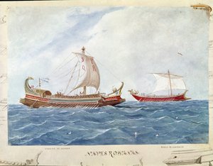Bireme-tyyppinen galleria Rooman tasavallan alla (akvarelli tekijältä Unknown artist