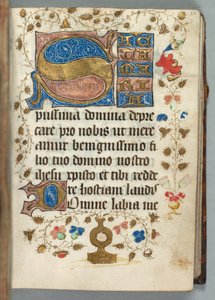 Tuntikirja (Metzin käyttö): Fol. 27r, koristeelliset nimikirjaimet tekijältä Unknown artist