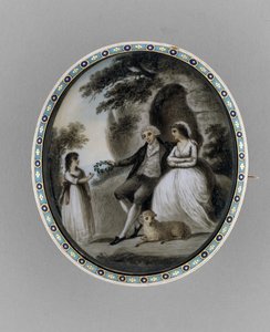Rintaneula, n. 1800 (seepia norsunluussa, hiuksissa, emalissa tekijältä Unknown artist