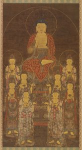 Buddha Amitabha (Amita) ja kahdeksan suurta bodhisattvaa tekijältä Unknown artist