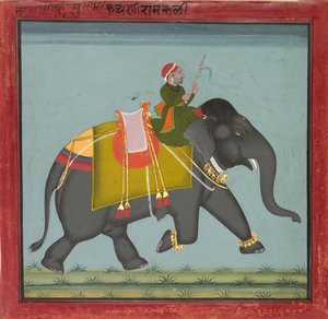 Caparisoned Elefantti ja Mahout tekijältä Unknown artist