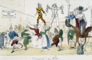 Pariisin karnevaali, boulevard des Italians - 1700-luvun kaiverrus, Carnavalet. tekijältä Unknown artist