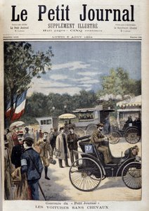 Autot ilman hevosia, ensimmäinen auto Panhard Levassor - kansi. "" Le Petite Journal"" 6. elokuuta tekijältä Unknown artist