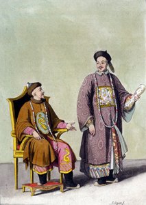 Kiinan tartaarikeisari mandariiniineen - tekstissä "Le costume ancien et moderne", kirjoittanut J. Ferrario, toim. Milano tekijältä Unknown artist