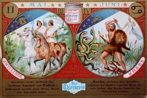 Keräilijän kuvasarja Zodiac, touko- ja kesäkuu, Kaksoset ja syöpä tekijältä Unknown artist