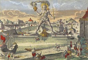 Rodoksen kolossi - "" Rodoksen kolossi"" (Colosso di Rodi) - kaiverrus 1700-luvulta tekijältä Unknown artist