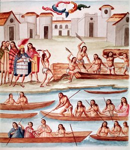 Kanoottien rakentaminen (akvarelli, n. 1770-1780) tekijältä Unknown artist