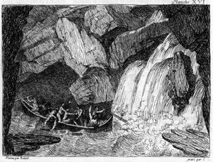 Kuparikaiverrus kuvassa "" Kuvankaunis matka ja navigointi. Teloitettu osassa Rhône-jokea, ei-purjehduskelpoinen” 1795, Boissel De Monville Thomas Charles. tekijältä Unknown artist
