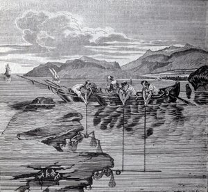 Korallin kalastus salaberin ja varusteiden avulla. tekijältä Unknown artist